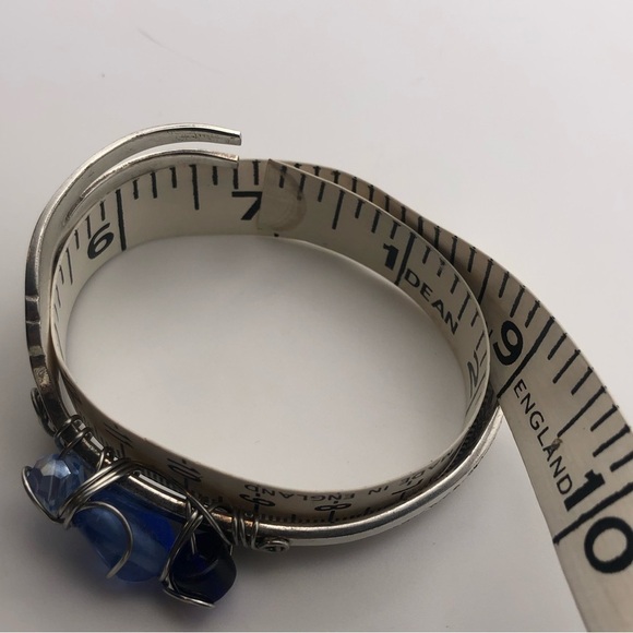 VTG Curved Fork Cutlery Bracelet w Wire Wrapped Glass Bead Accents 7” C & 2” D - Picture 8 of 10